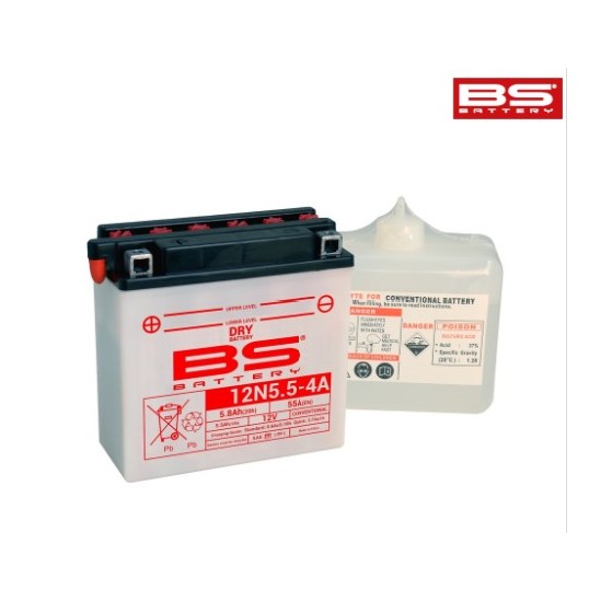 Batterie BS BATTERY conventionnelle avec pack acide - 12N5.5-4A