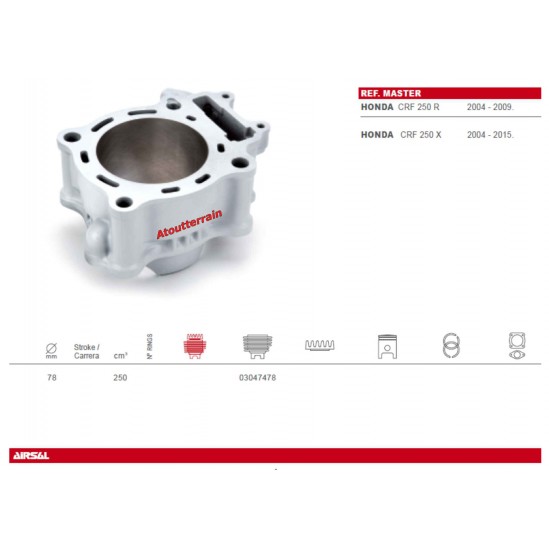 Cylindre AIRSAL HONDA 250 CRF / Cylinder Kit