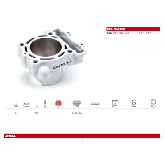 Cylindre AIRSAL SUZUKI 250 RMZ / Cylinder Kit