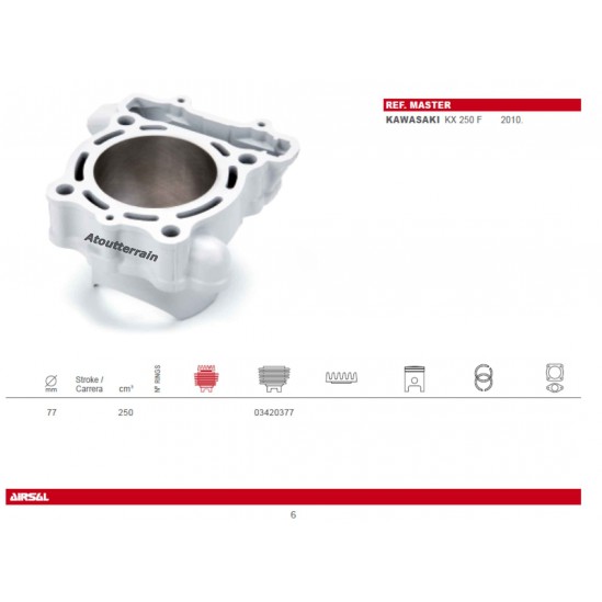 Cylindre AIRSAL KAWASAKI 250 KXF / Cylinder Kit