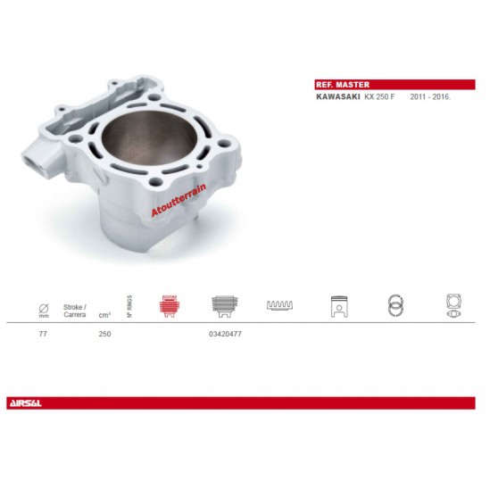 Cylindre AIRSAL KAWASAKI 250 KXF / Cylinder Kit