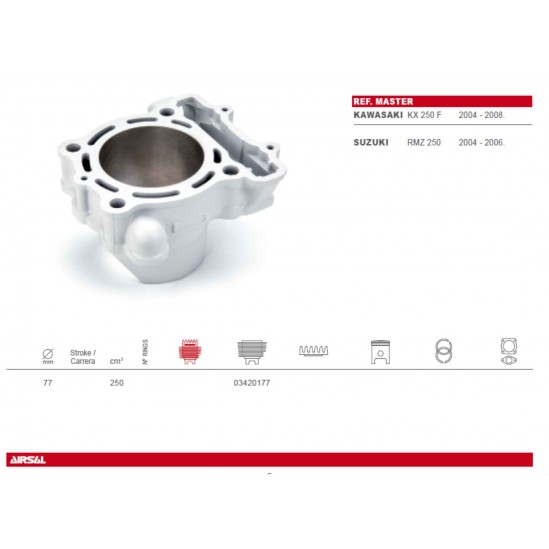 Cylindre AIRSAL KAWASAKI 250 KXF / Cylinder Kit